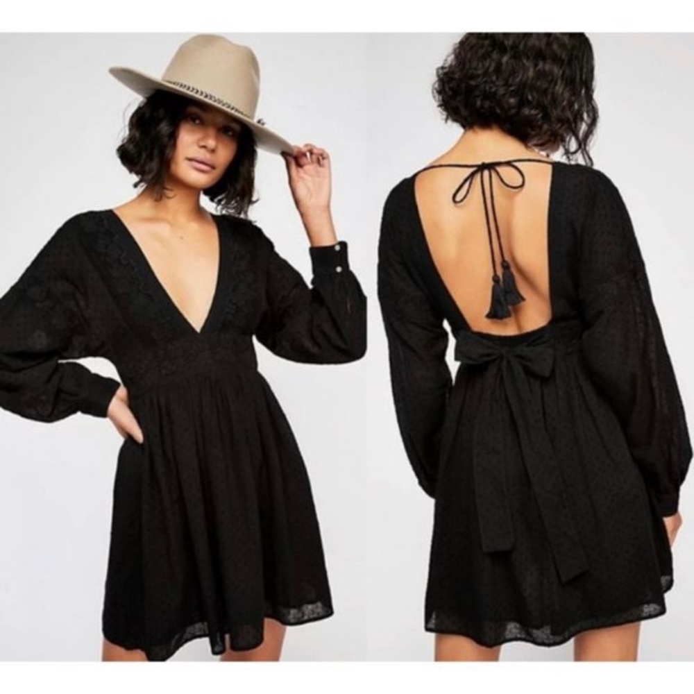 Free People Black Sugarpie Mini Dress XS